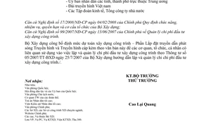 Công văn 146/BXD-KTXD công bố định mức dự toán Xây dựng công trình Phần lắp đặt