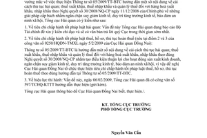 Công văn 666/TCHQ-KTTT thực hiện Thông tư  05/2009/TT-BTC