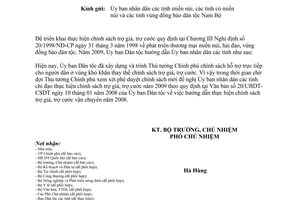 Công văn 72/UBDT-CSDT hướng dẫn chính sách trợ giá, trợ cước