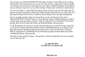 Công văn 373/LĐTBXH-PC xử lý vi phạm hành chính trong lĩnh vực Massage