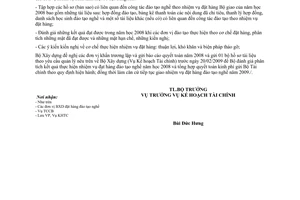 Công văn 10/BXD-KHTC đánh giá và tổng hợp thực hiện nhiệm vụ đặt hàng đào tạo nghề thường xuyên năm 2008