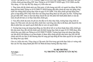 Công văn 29/BXD-KTXD áp dụng Thông tư 03/2008/TT-BXD hợp đồng EPC