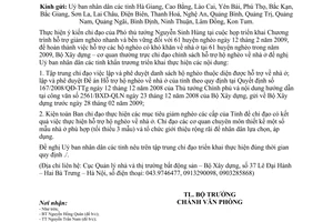 Công văn 25/BXD-VP triển khai thực hiện Quyết định 167/2008/QĐ-TTg chính sách hỗ trợ hộ nghèo về nhà ở tại 61 huyện nghèo