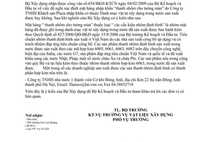 Công văn 08/BXD-VLXD nhập khẩu mặt hàng nhôm thanh