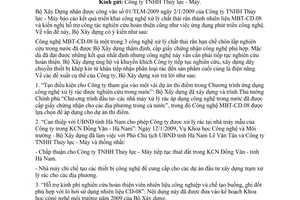 Công văn 205/BXD-HTKT hỗ trợ Công ty TNHH Thủy lực - Máy trong công tác nghiên cứu hoàn thiện và ứng dụng phát triển công nghệ MBT-CD.08