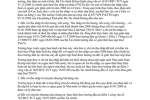 Công văn 1845/BTC-TCT  hướng dẫn nội dung về thuế thu nhập cá nhân