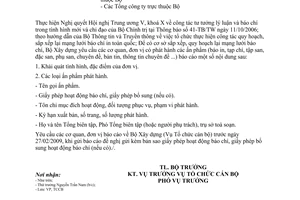 Công văn 42/BXD-TCCB công tác báo chí