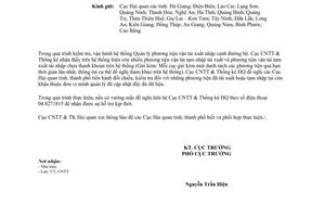 Công văn 040/CNTT-CNTT cập nhật thông tin các phương tiện vận tải quá hạn trên hệ thống Quản lý phương tiện vận tải XNC đường bộ