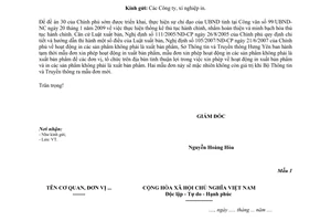 Công văn 31/STTTT-BCXB quy định tạm thời mẫu đơn xin phép in xuất bản phẩm