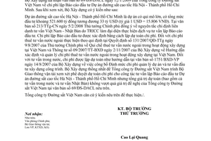 Công văn 252/BXD-KTXD chi phí lập Báo cáo đầu tư Dự án đường sắt cao tốc Hà Nội - Thành phố Hồ Chí Minh