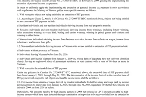 Official Dispatch No. 1823/BTC-TCT, on the implementing the extension of persona