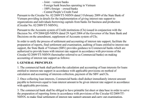 Official Dispatch No. 1183/NHNN-TCKT of February 23, 2009, providing guidance on making accounting of interest rate support in 2009