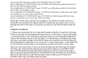 Thông tư liên tịch  19/2009/TTLT-BTC-BNV hướng dẫn chế độ thu nộp thuế thu nhập cá nhân đối với người làm việc trong tổ chức cơ yếu