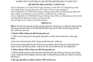 Thông tư 02/2009/TT-BGDĐT sửa đổi Quy chế tuyển sinh đại học cao đẳng hệ chính quy hướng dẫn Quyết định 05/2008/QĐ-BGDĐT