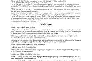 Quyết định 12/2009/QĐ-UBND lệ phí cấp bản sao, lệ phí chứng thực