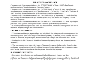 Circular No. 22/2009/TT-BTC of February 4, 2009, prescribing rates and the collection, remittance, management and use of industrial property charges and fees.