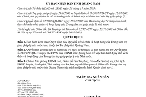 Quyết định 04/2009/QĐ-UBND tổ chức hoạt động TT trợ giúp pháp lý Quảng Nam
