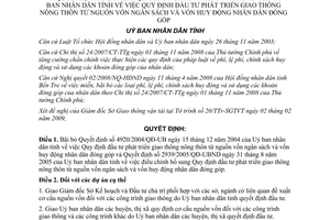 Quyết định 255/QĐ-UBND 2009 phát triển giao thông nông thôn từ NSNN Bến Tre