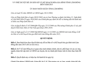 Quyết định 255/QĐ-UBND năm 2009 Dân số Kế hoạch hóa gia đình Lâm Đồng đến 2015