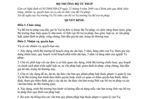 Quyết định 306/QĐ-BTP  quy định chức năng, nhiệm vụ, quyền hạn và cơ cấu tổ chức của Vụ Bổ trợ tư pháp