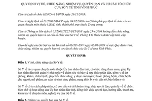 Quyết định số 09/2009/QĐ-UBND chức năng nhiệm vụ quyền hạn tổ chức Sở Y tế Vĩnh Phúc
