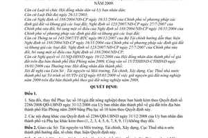 Quyết định 226/2009/QĐ-UBND sửa đổi QĐ 2286/2008/QĐ-UBND