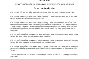 Quyết định 253/QĐ-UBND 2009 Phương án giá tiêu thụ nước sạch Thừa Thiên Huế