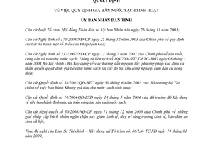 Quyết định 254/QĐ-UBND quy định giá bán nước sạch sinh hoạt Tỉnh Thừa Thiên Huế