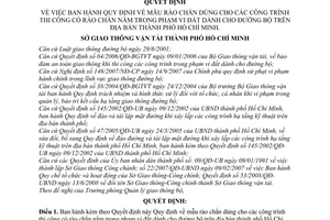 Quyết định 292/QĐ-SGTVT Quy định mẫu rào chắn dùng cho các công trình thi công có rào chắn nằm trong phạm vi đất dành cho đường bộ trên địa bàn HCM
