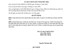 Quyết định 277/2009/QĐ-UBND quản lý chỉ dẫn địa lý Phú Thọ