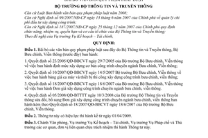 Thông tư 02/2009/TT-BTTTT bãi bỏ văn bản quy phạm pháp luật