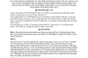 Quyết định  431/QĐ-BYT danh mục trang thiết bị y tế phòng khám đa khoa khu vực tuyến huyện theo QĐ 47/2008/QĐ-TTg