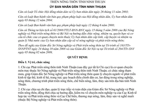 Quyết định 53/2009/QĐ-UBND chức năng Chi cục Phát triển nông thôn Ninh Thuận