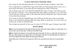 Quyết định 208/QĐ-UBND năm 2009 chức năng nhiệm vụ Sở Giáo dục Đăk Nông