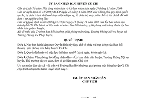 Quyết định 04/2009/QĐ-UBND Quy chế tổ chức và hoạt động của Ban Bồi thường, giải phóng mặt bằng huyện Củ Chi