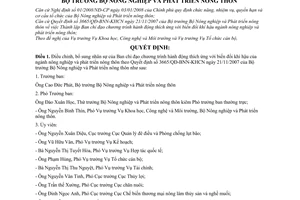 Quyết định 314/QĐ-BNN-TCCB điều chỉnh, bổ sung nhân sự của Ban chỉ đạo chương trình hành động thích ứng với biến đổi khí hậu của ngành NN&PTNT