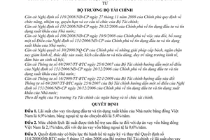 Quyết định 291/QĐ-BTC công bố lãi suất cho vay tín dụng đầu tư, tín dụng xuất khẩu của nhà nước và mức chênh lệch lãi suất được hỗ trợ sau đầu tư