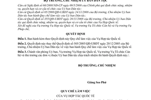 Quyết định  28/QĐ-UBDT  quy chế làm việc của Vụ Hợp tác Quốc tế