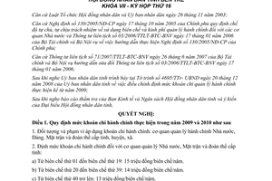 Nghị quyết 07/2009/NQ-HĐND mức khoán chi hành chính 2009 2010 Bến Tre