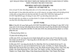 Nghị quyết 06/2009/NQ-HĐND Quy hoạch phát triển đô thị khu dân cư Bến Tre