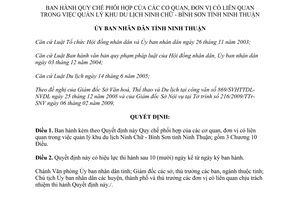 Quyết định 56/2009/QĐ-UBND phối hợp quản lý khu du lịch Ninh Chữ Bình Sơn