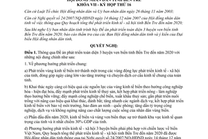 Nghị quyết 01/2009/NQ-HĐND đề án phát triển toàn diện 3 huyện ven biển Bến Tre