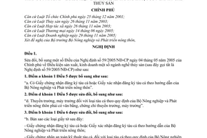 Nghị định 14/2009/NĐ-CP điều kiện sản xuất, kinh doanh ngành nghề thủy sản sửa đổi Nghị định 59/2005/NĐ-CP