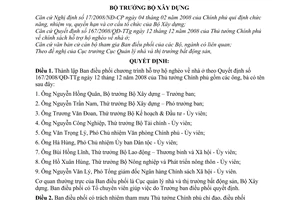 Quyết định  119/QĐ-BXD  thành lập Ban Điều phối chương trình hỗ trợ hộ nghèo về nhà ở