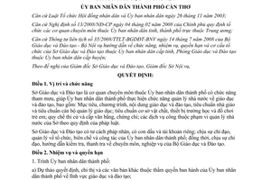 Quyết định 16/2009/QĐ-UBND chức năng nhiệm vụ quyền hạn cơ cấu Sở GDĐT Cần Thơ