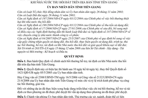 Quyết định  02/2009/QĐ-UBND quy định chính sách về bồi thường, hỗ trợ và tái định cư khi nhà nước thu hồi đất trên địa bàn tỉnh Tiền Giang