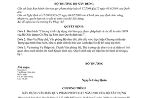 Quyết định  132/QĐ-BXD  chương trình xây dựng văn bản quy phạm pháp luật và các đề án năm 2009 của Bộ Xây dựng