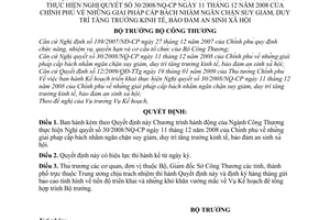 Quyết định 0795/QĐ-BCT  chương trình hành động của ngành công thương thực hiện NQ 30/2008/NQ-CP