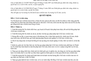 Quyết định 314/QĐ-BTC 2009 chức năng nhiệm vụ Vụ Chế độ kế toán Kiểm toán