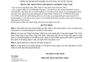 Quyết định 212/QĐ-TLĐ  Quy định nội dung, phạm vi thu, chi ngân sách công đoàn cơ sở doanh nghiệp có vốn đầu tư nước ngoài